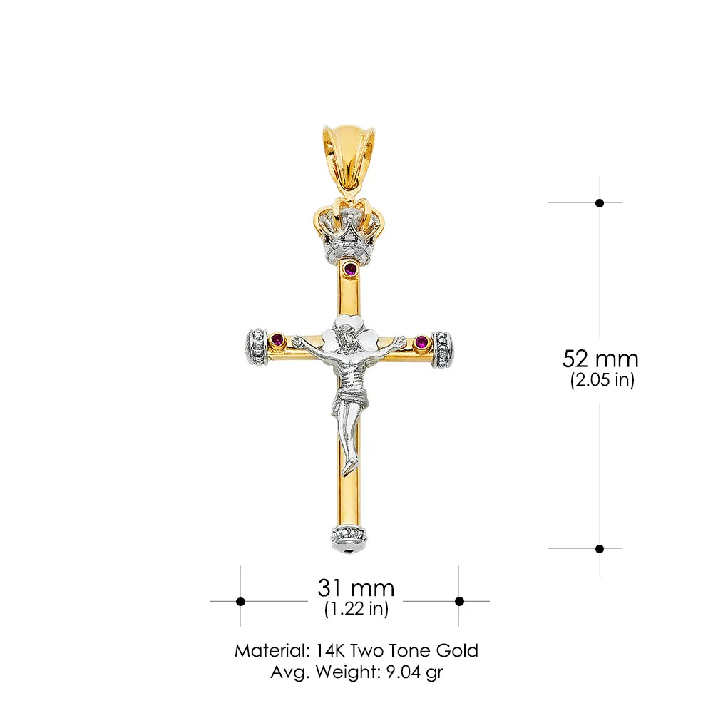 14K Gold Crucifix Pendant with 3.1mm Figaro 3 1 Chain