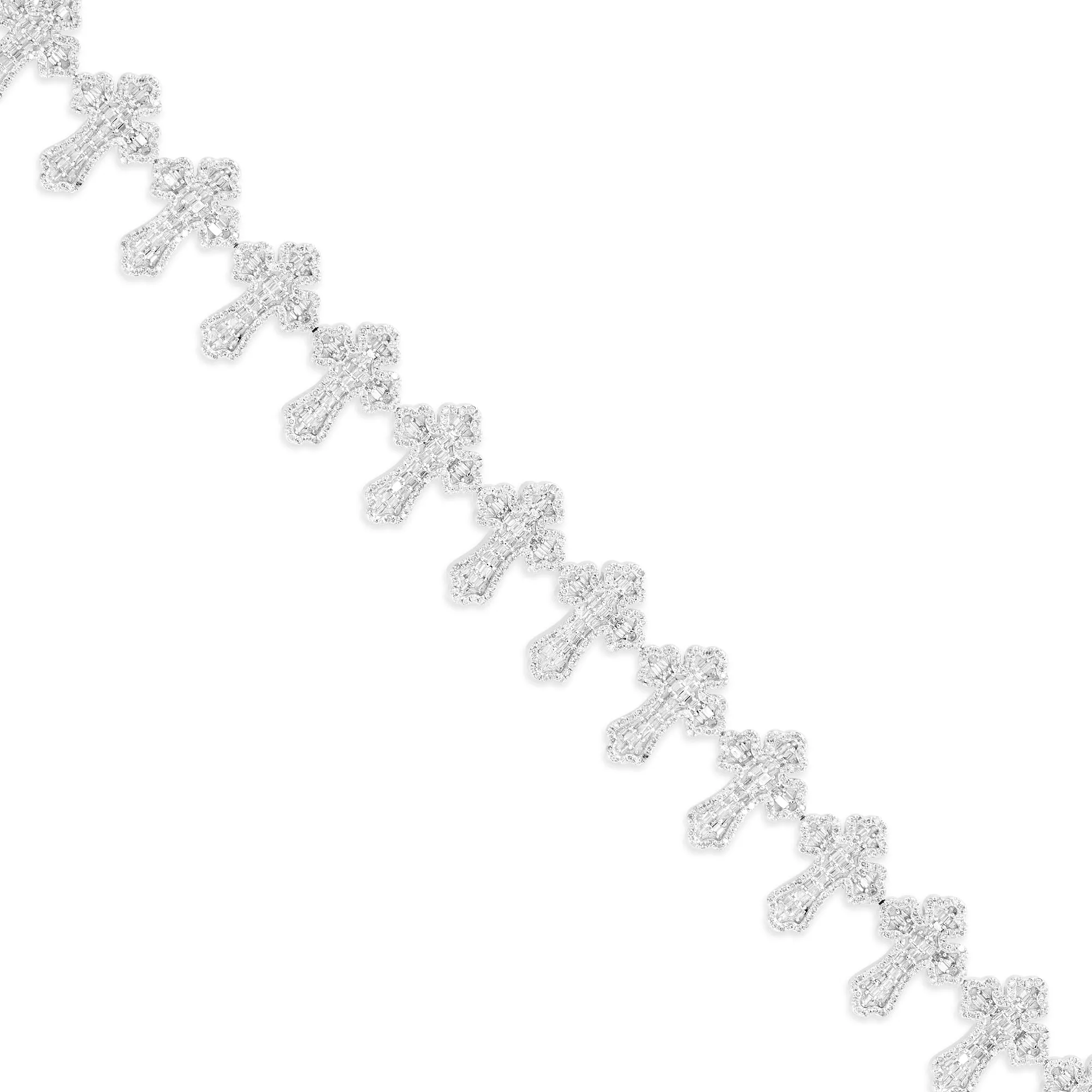 14k White Gold Diamond Cross Bracelet