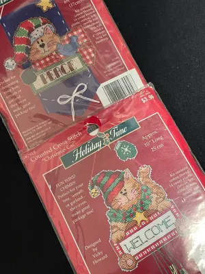 1999 Cross Stitch Kit Bundle of 2 - Christmas Cats