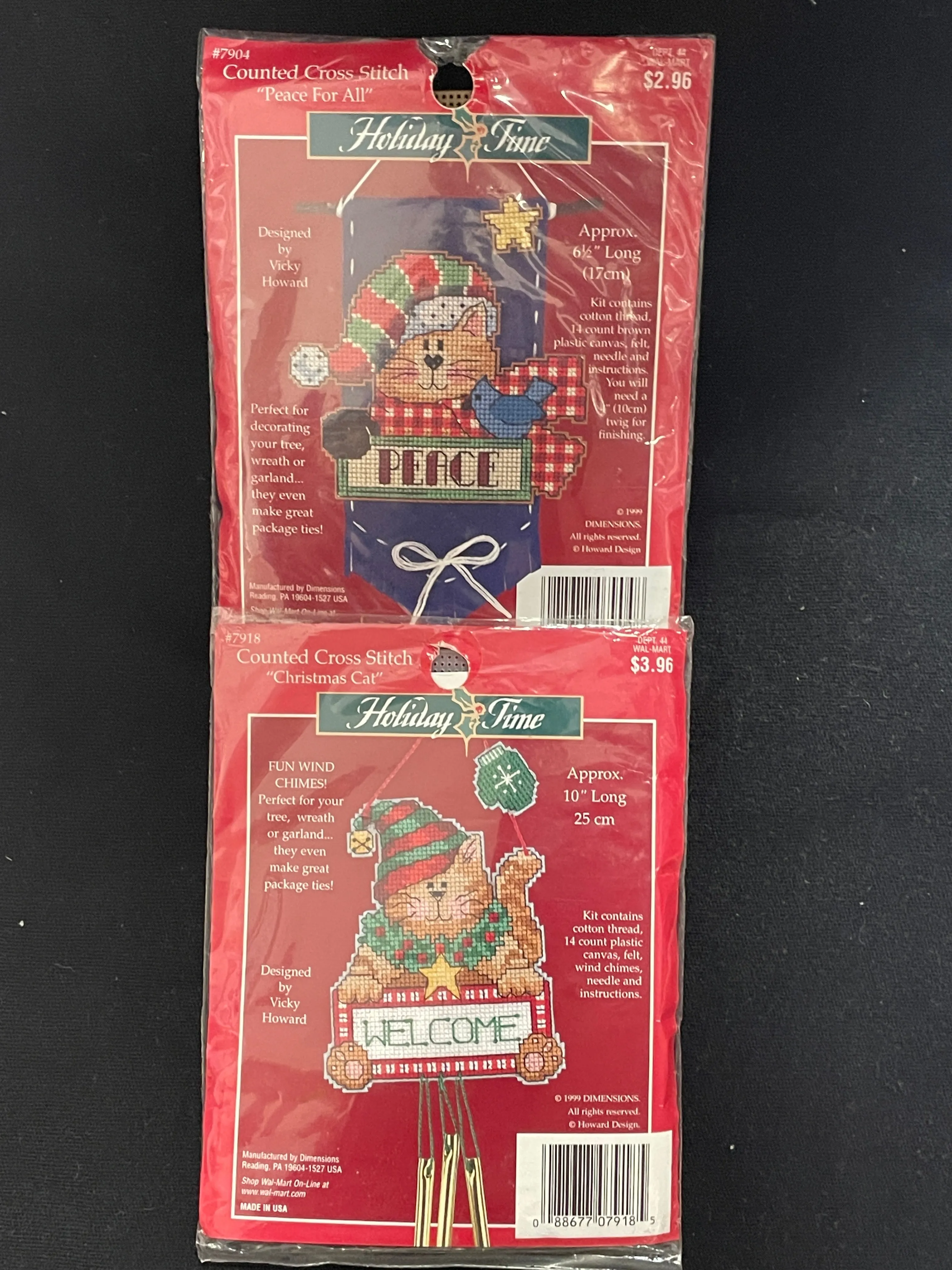 1999 Cross Stitch Kit Bundle of 2 - Christmas Cats