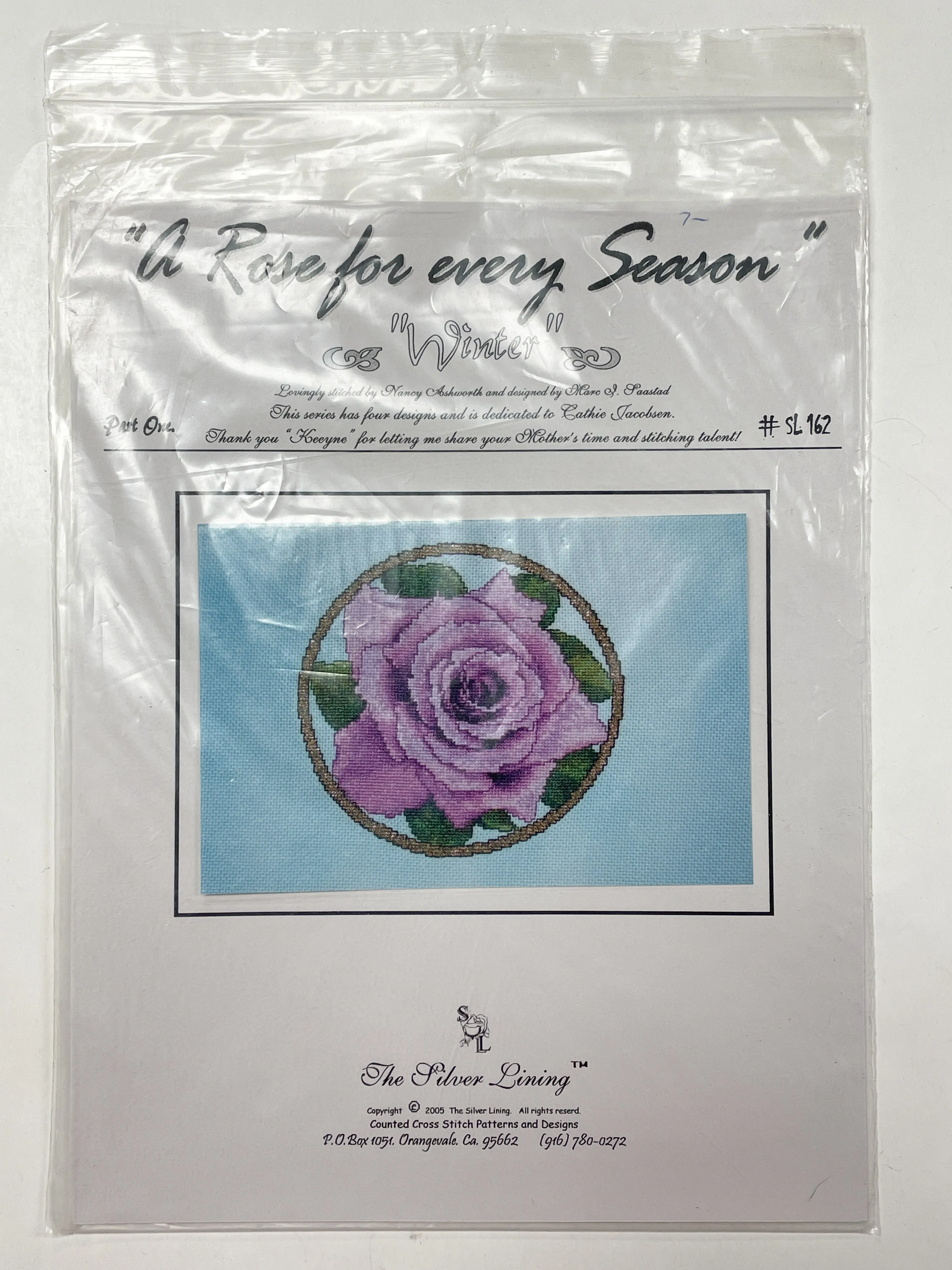 2005 Cross Stitch Pattern - Purple Rose "A Rose for Every Season"