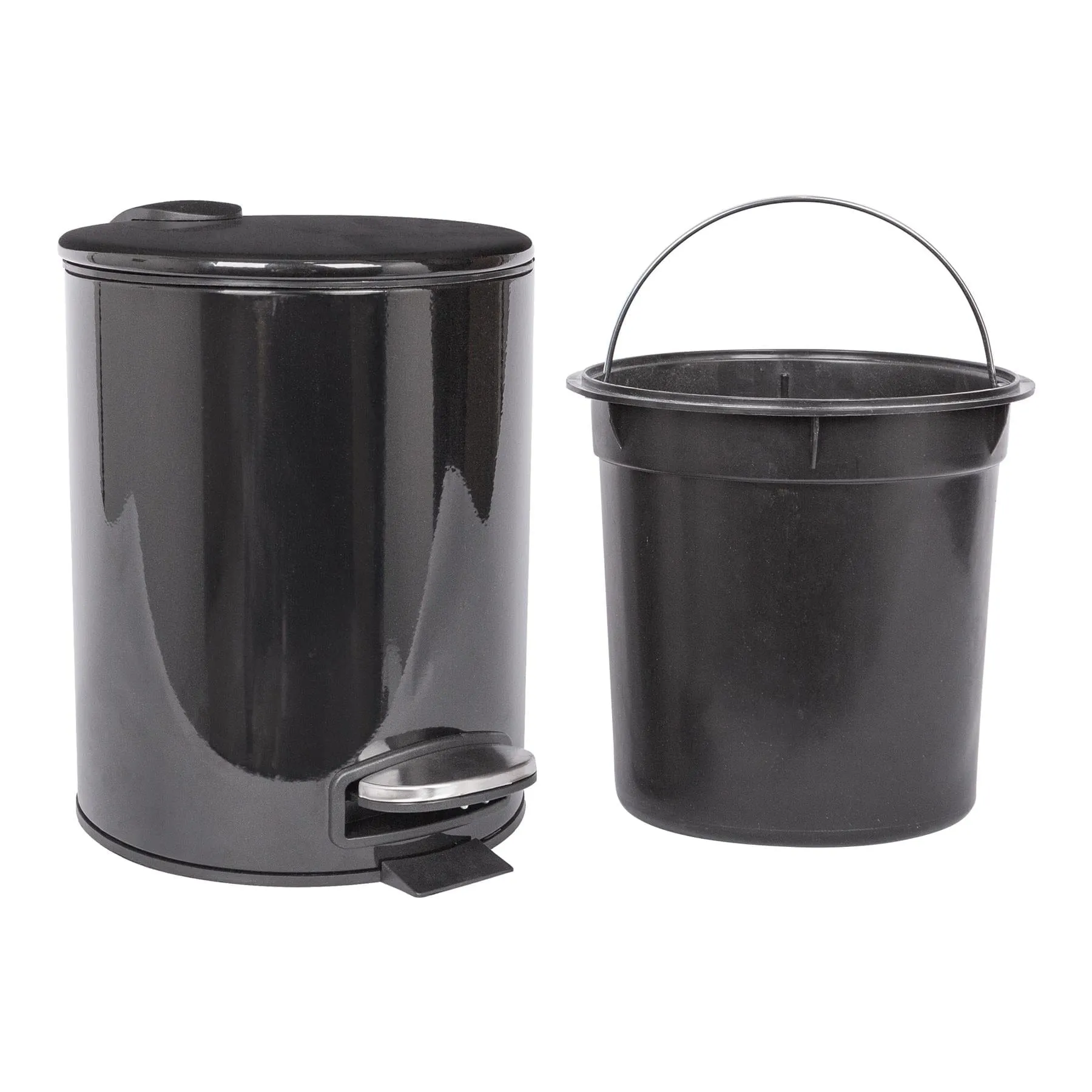 2pc 5L Round Stainless Steel Pedal Bin & Toilet Brush Set - By Harbour Housewares