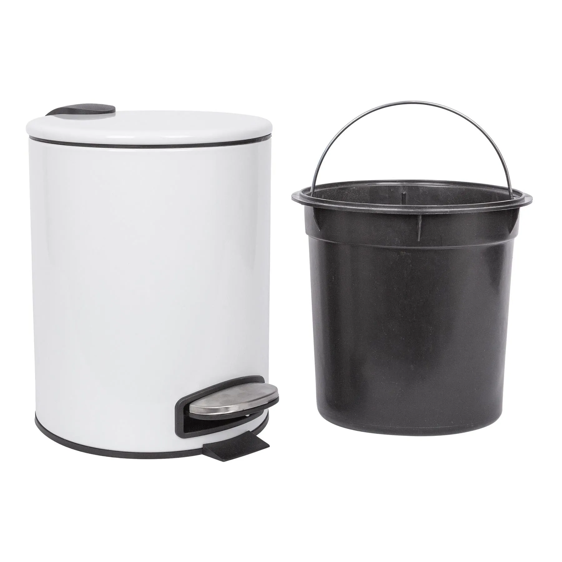 2pc 5L Round Stainless Steel Pedal Bin & Toilet Brush Set - By Harbour Housewares