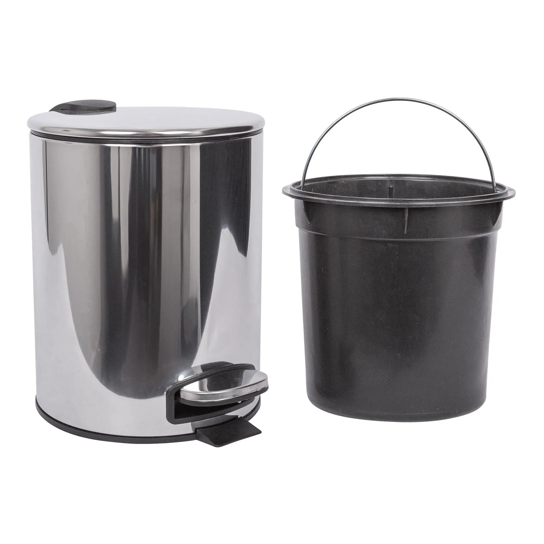 2pc 5L Round Stainless Steel Pedal Bin & Toilet Brush Set - By Harbour Housewares