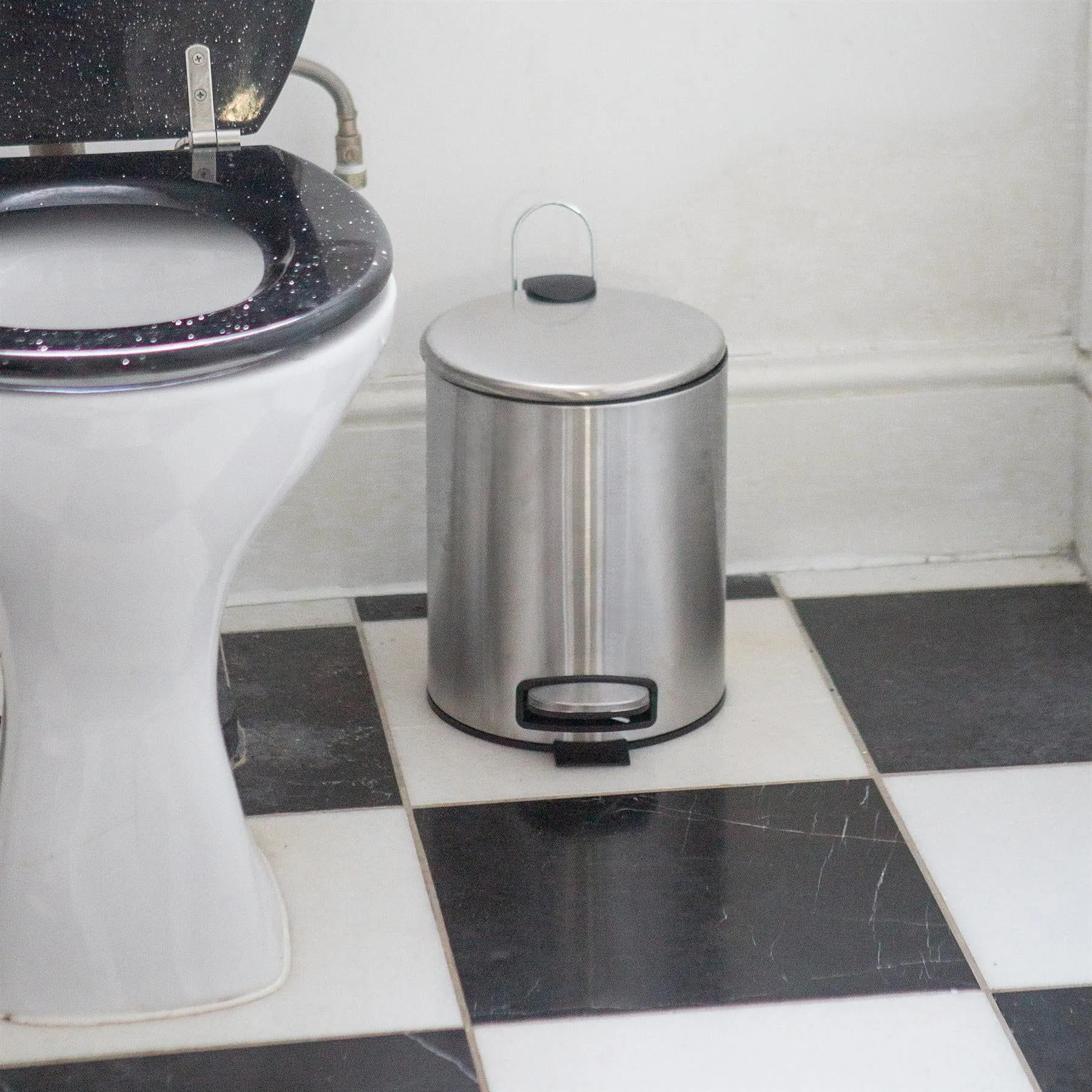 2pc 5L Round Stainless Steel Pedal Bin & Toilet Brush Set - By Harbour Housewares