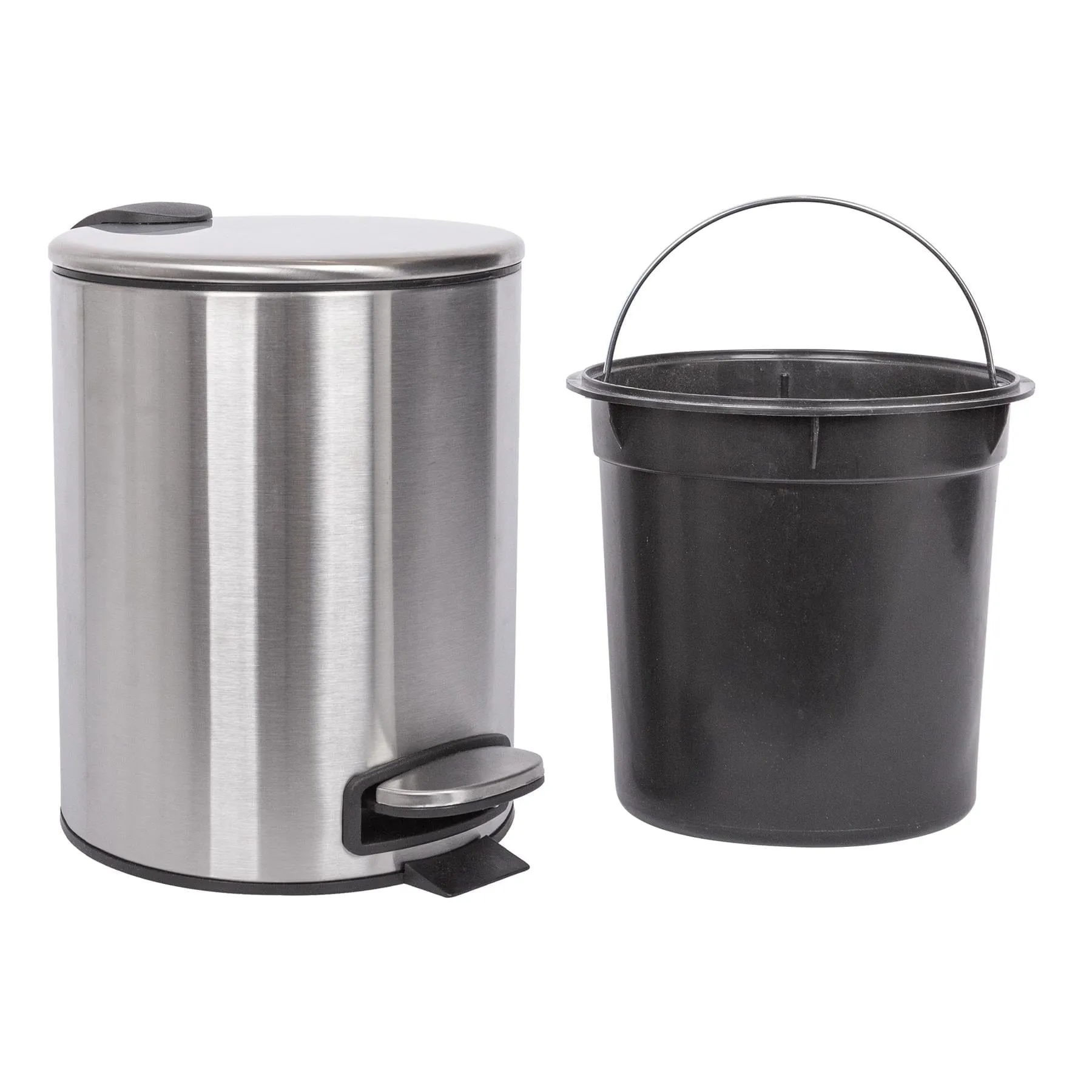 2pc 5L Round Stainless Steel Pedal Bin & Toilet Brush Set - By Harbour Housewares