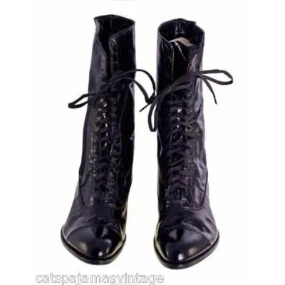 Antique Leather Boots Black Victorian Kid  Walk Over NIB #4 Womens Size EU37 US 6.5