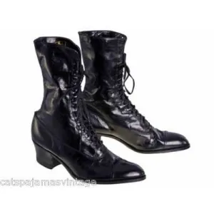 Antique Leather Boots Black Victorian Kid  Walk Over NIB #4 Womens Size EU37 US 6.5