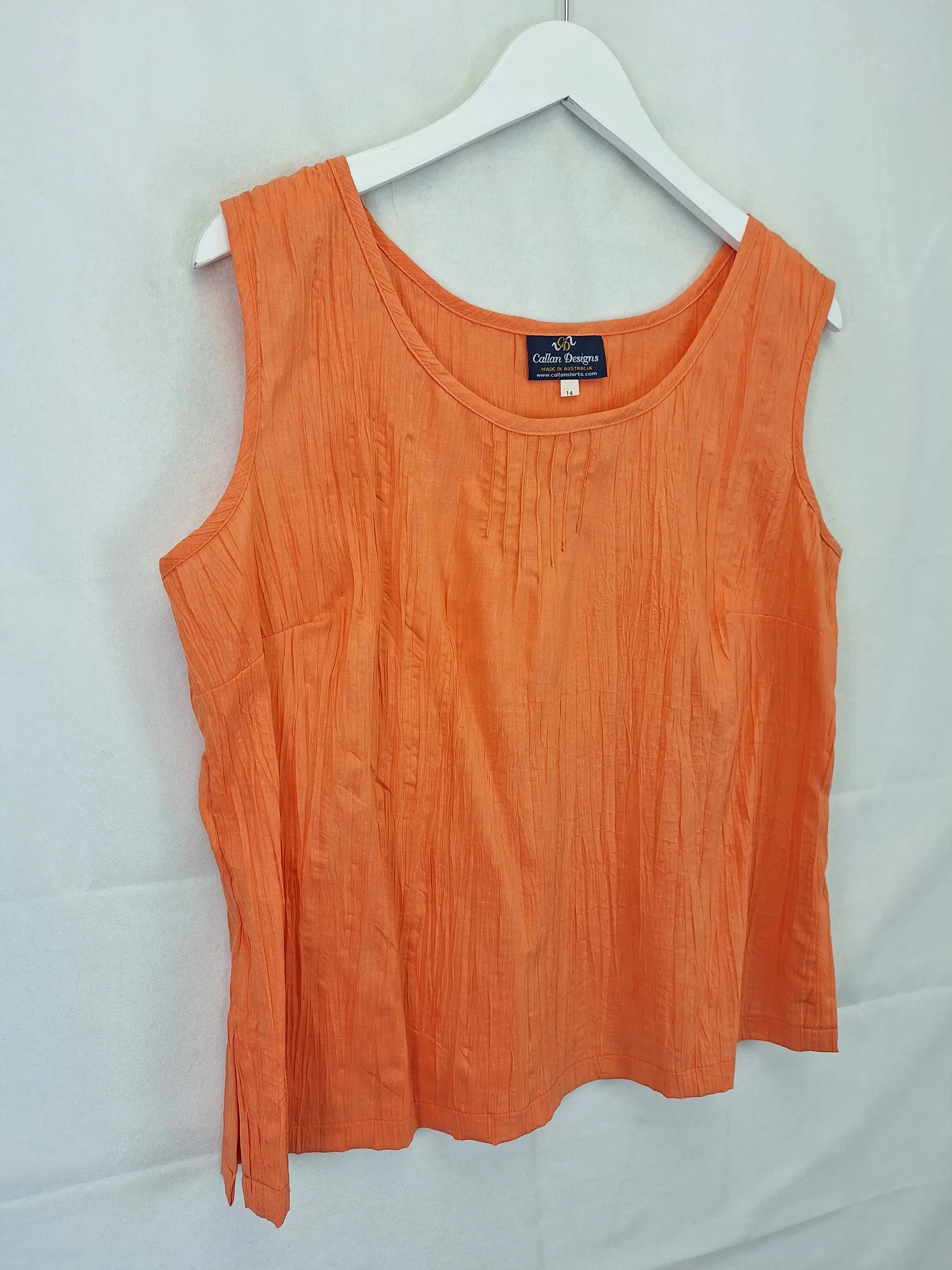 Assorted Brands Timeless Tangerine Pintucked Top Size 14