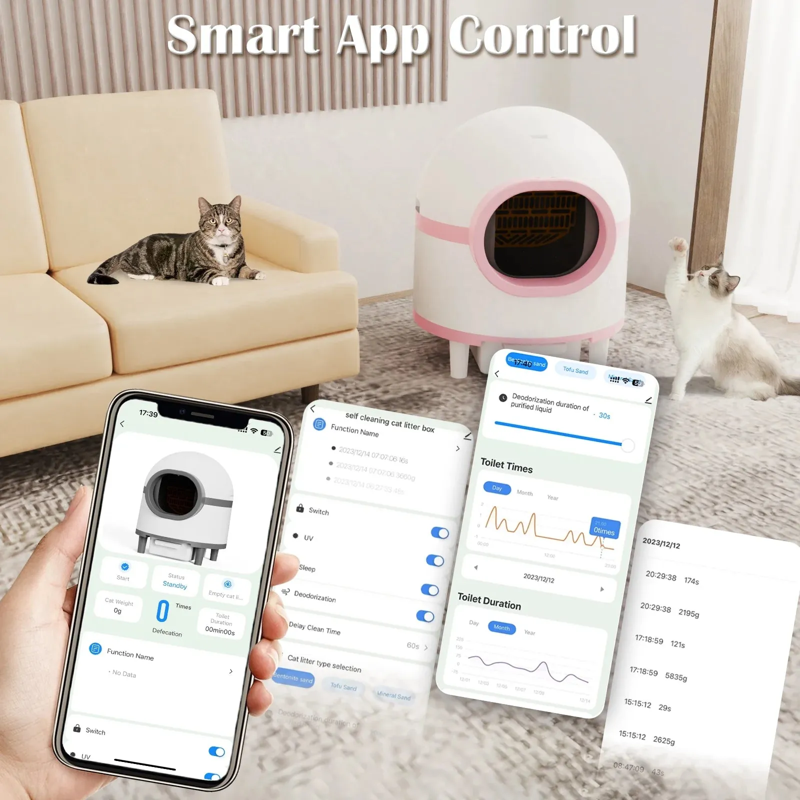 Automatic Self-Cleaning App Controlled Cat Litter Box