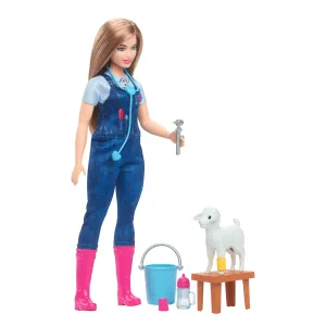 Barbie 65th Anniversary Careers Farm Vet Doll & 10 Accessories including Lamb With Moving Ears