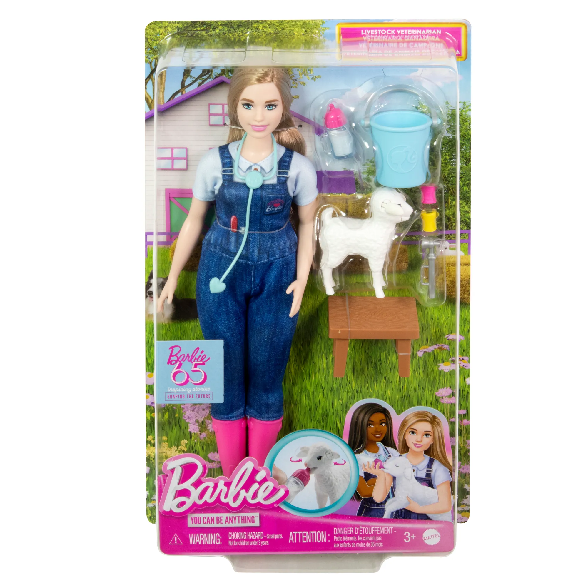 Barbie 65th Anniversary Careers Farm Vet Doll & 10 Accessories including Lamb With Moving Ears