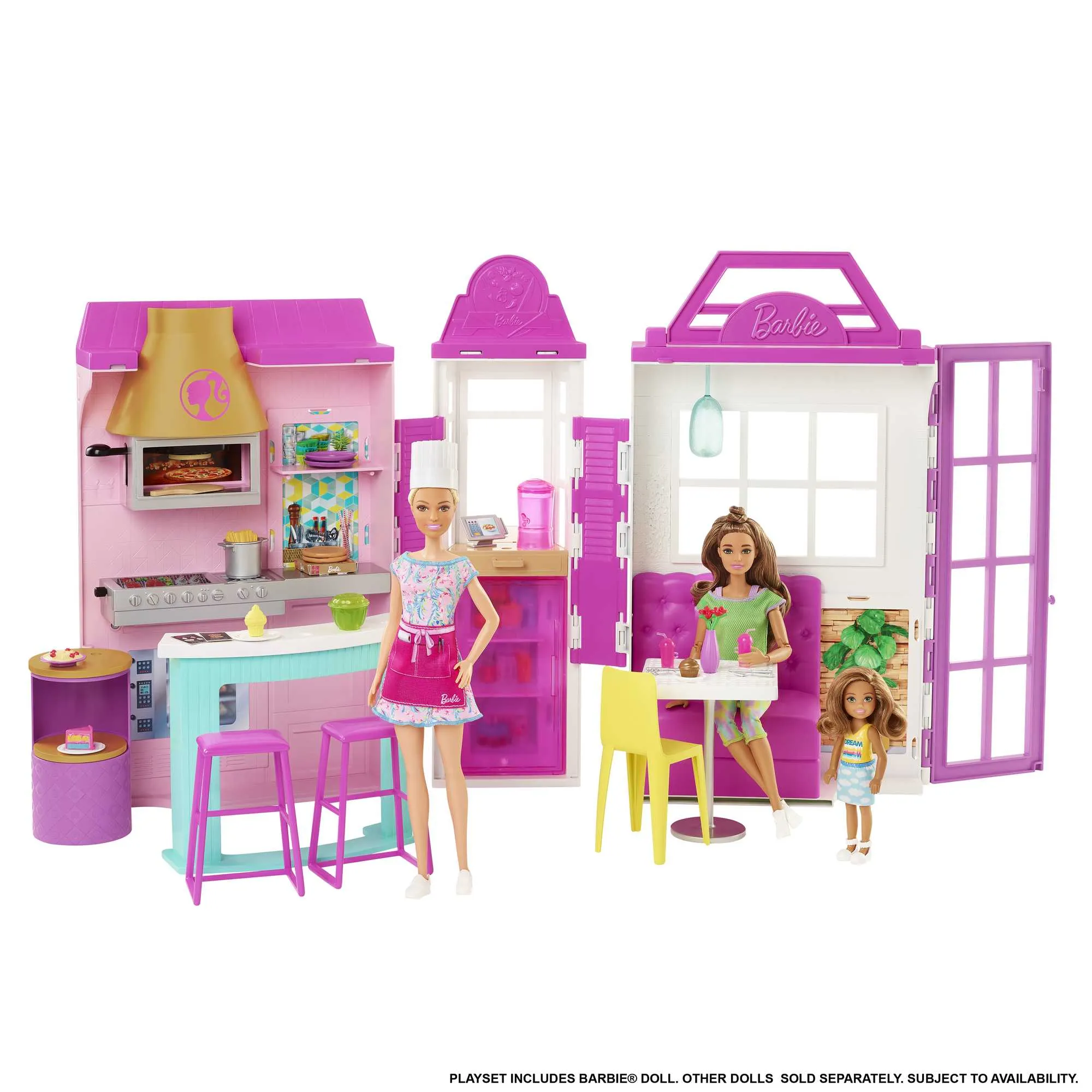 Barbie Cook ‘n Grill Restaurant Doll & Playset With 30  Pieces, For 3 To 7 Year Olds