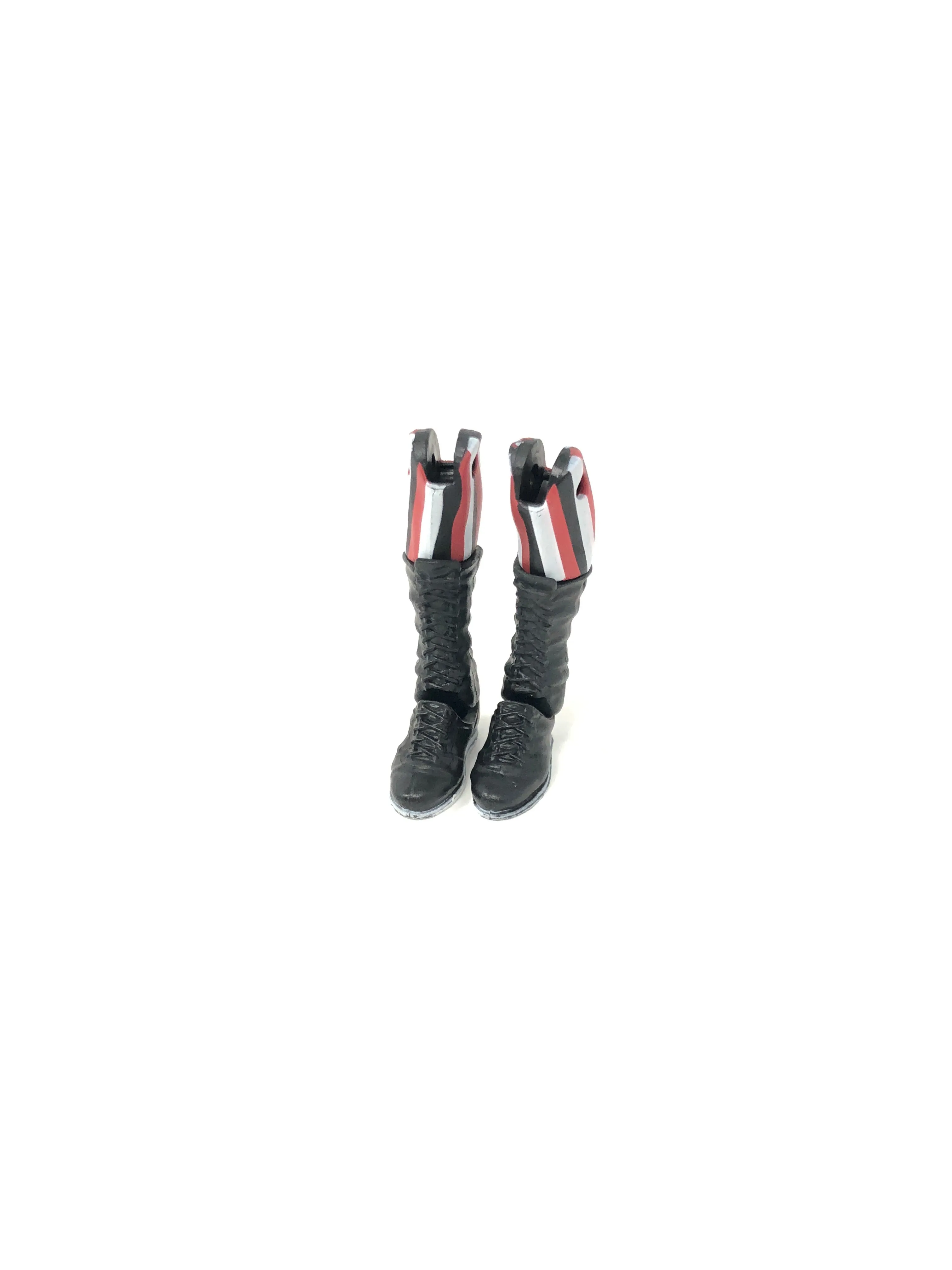 Black Laced Boots with Red/White/Black Strip Pants