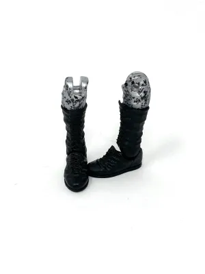 Black Laced Boots with Silver/Black Pants