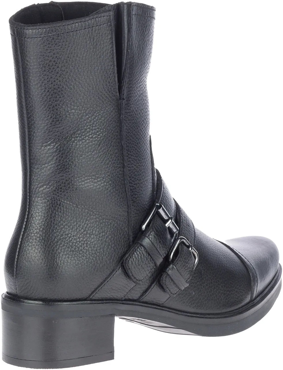 Black Leather "Jerilyn" Double Buckle Boot