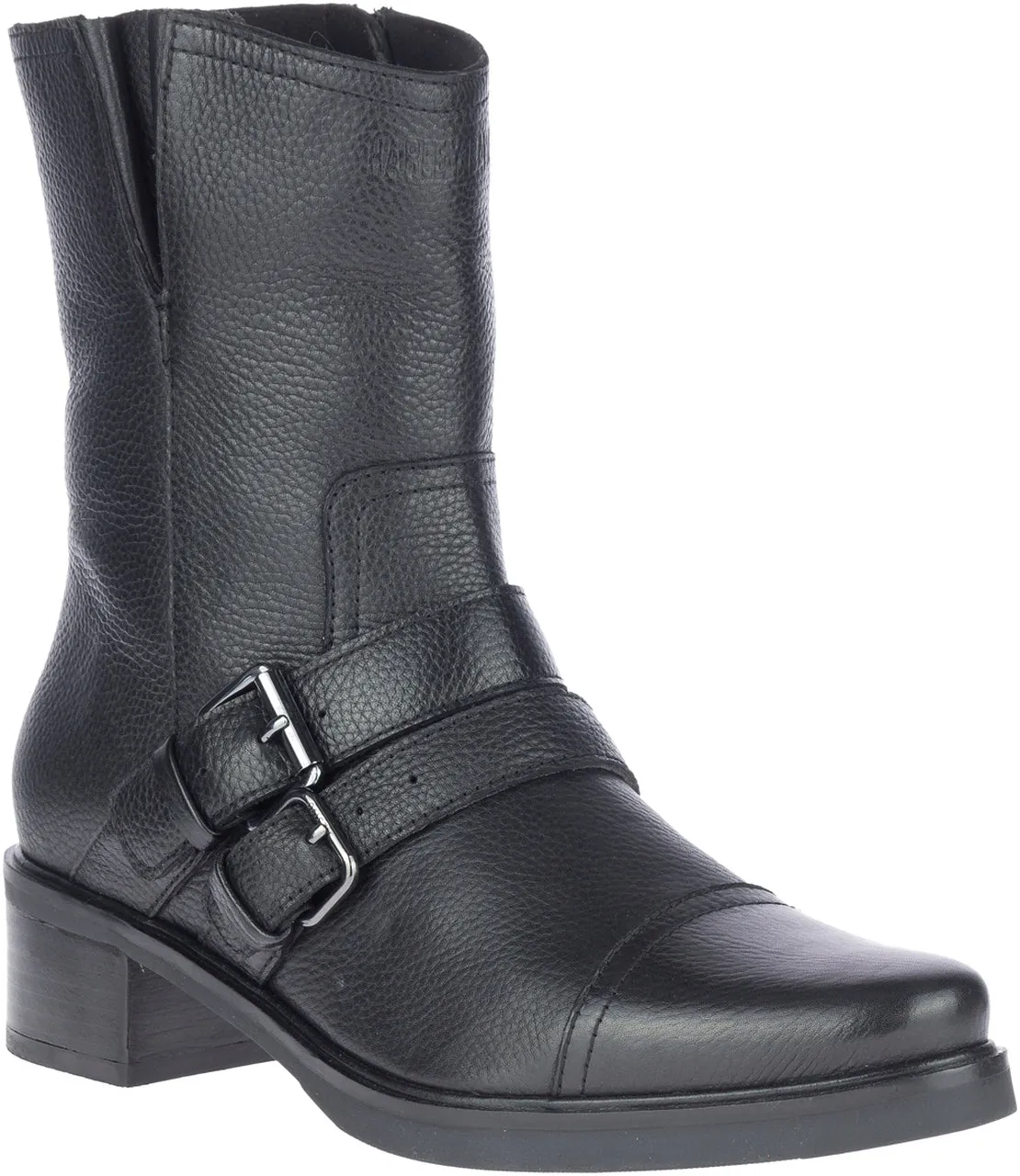 Black Leather "Jerilyn" Double Buckle Boot