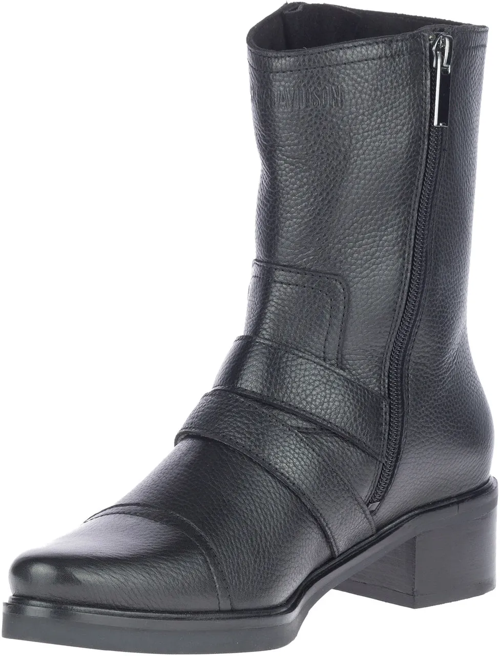 Black Leather "Jerilyn" Double Buckle Boot