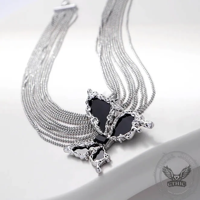 Black Liquid Butterfly Alloy Clavicle Necklace