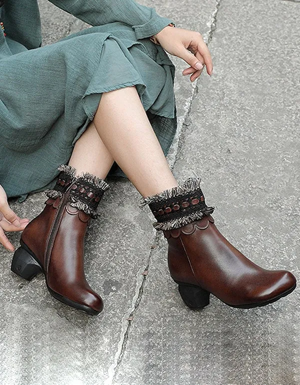 Bohemian Tassels Retro Chunky Heel Boots