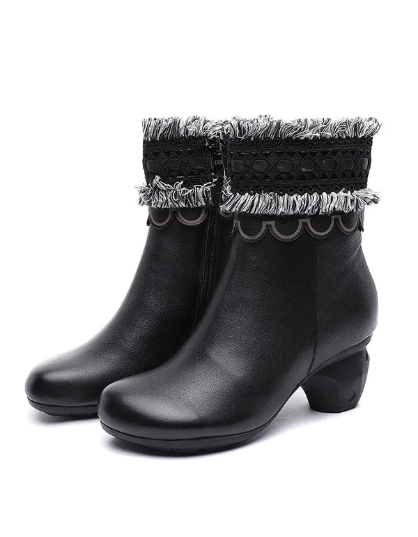 Bohemian Tassels Retro Chunky Heel Boots