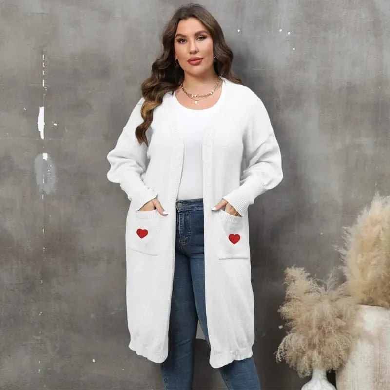 Casual Heart Embroidery Cardigan