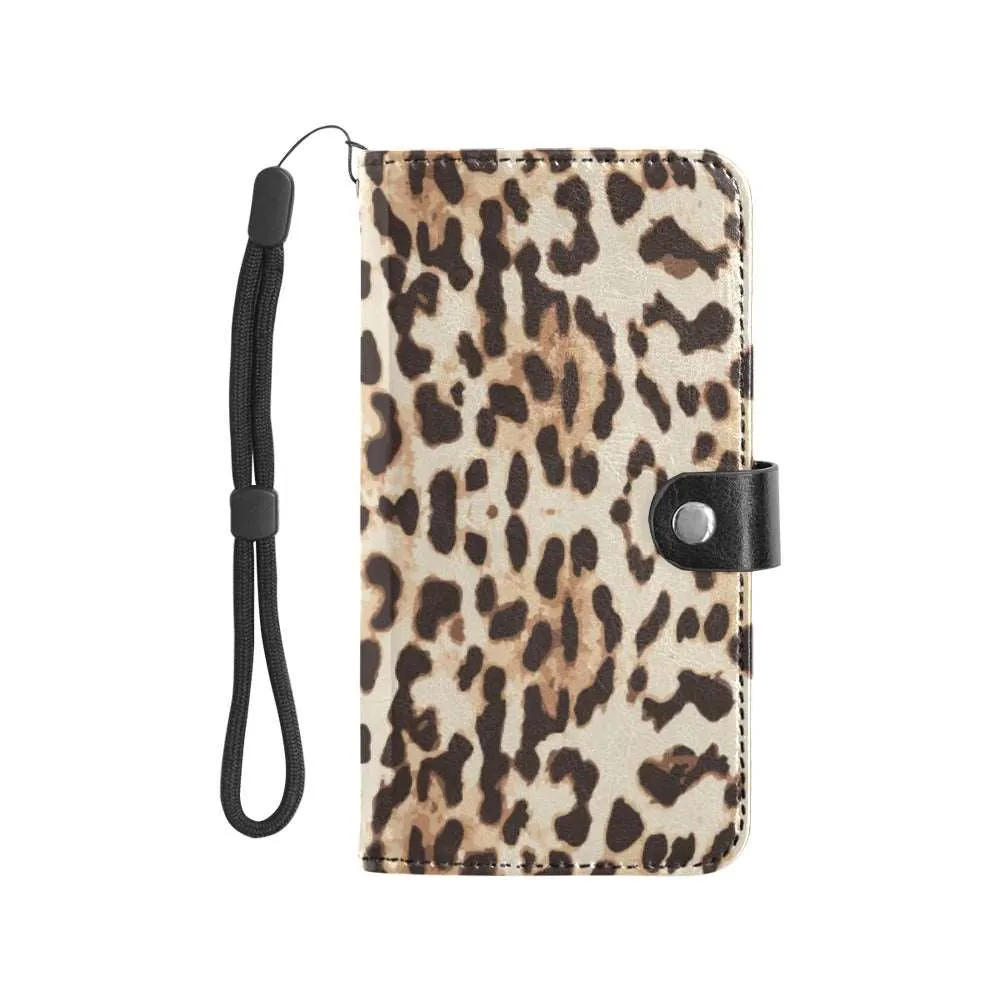 Cheetah Flip Leather Purse for Mobile Phone