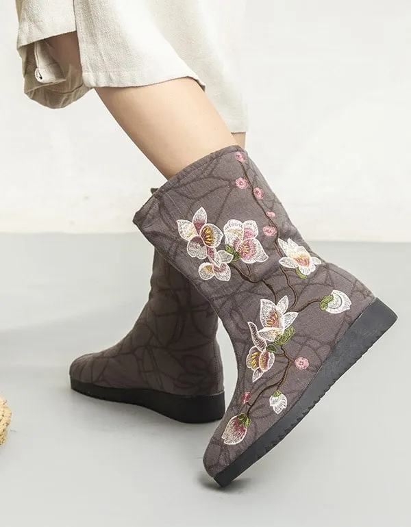 Chinese Ethnic Style Embroidered Winter Cotton Boots