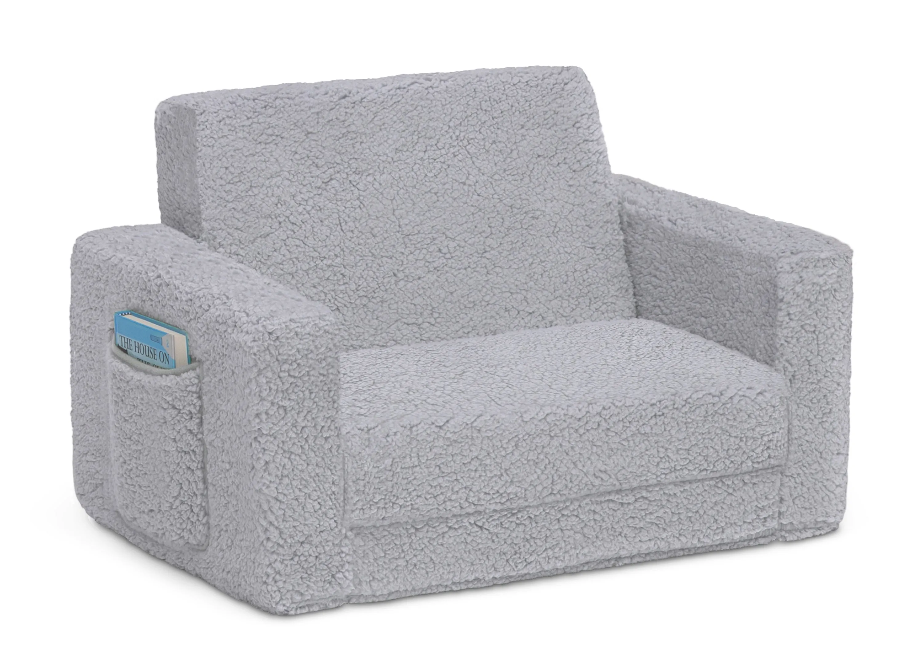 Cozee Flip-Out Sherpa 2-in-1 Convertible Chair to Lounger for Kids