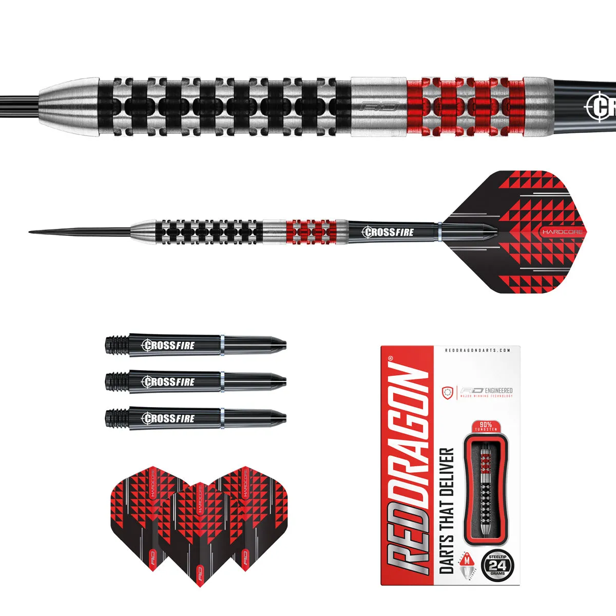 Crossfire 90% Tungsten Steel Tip Darts by Red Dragon