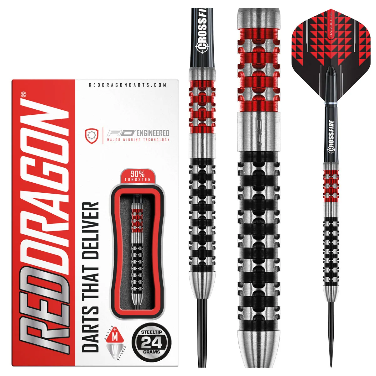 Crossfire 90% Tungsten Steel Tip Darts by Red Dragon