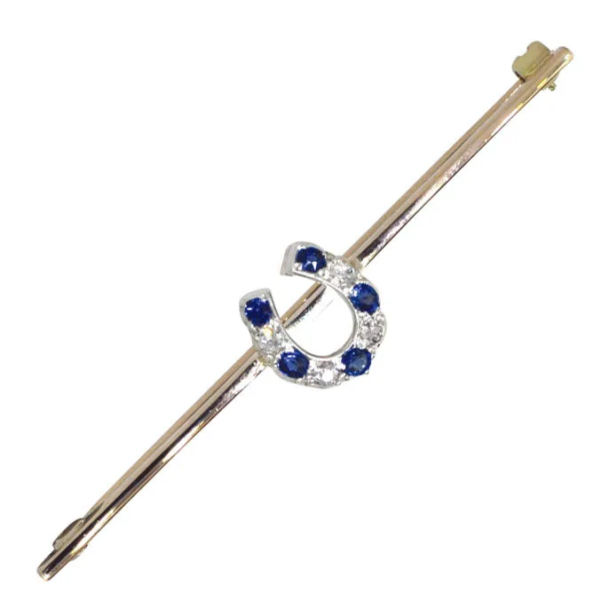 Diamond & Sapphire Horse Shoe Stock Pin