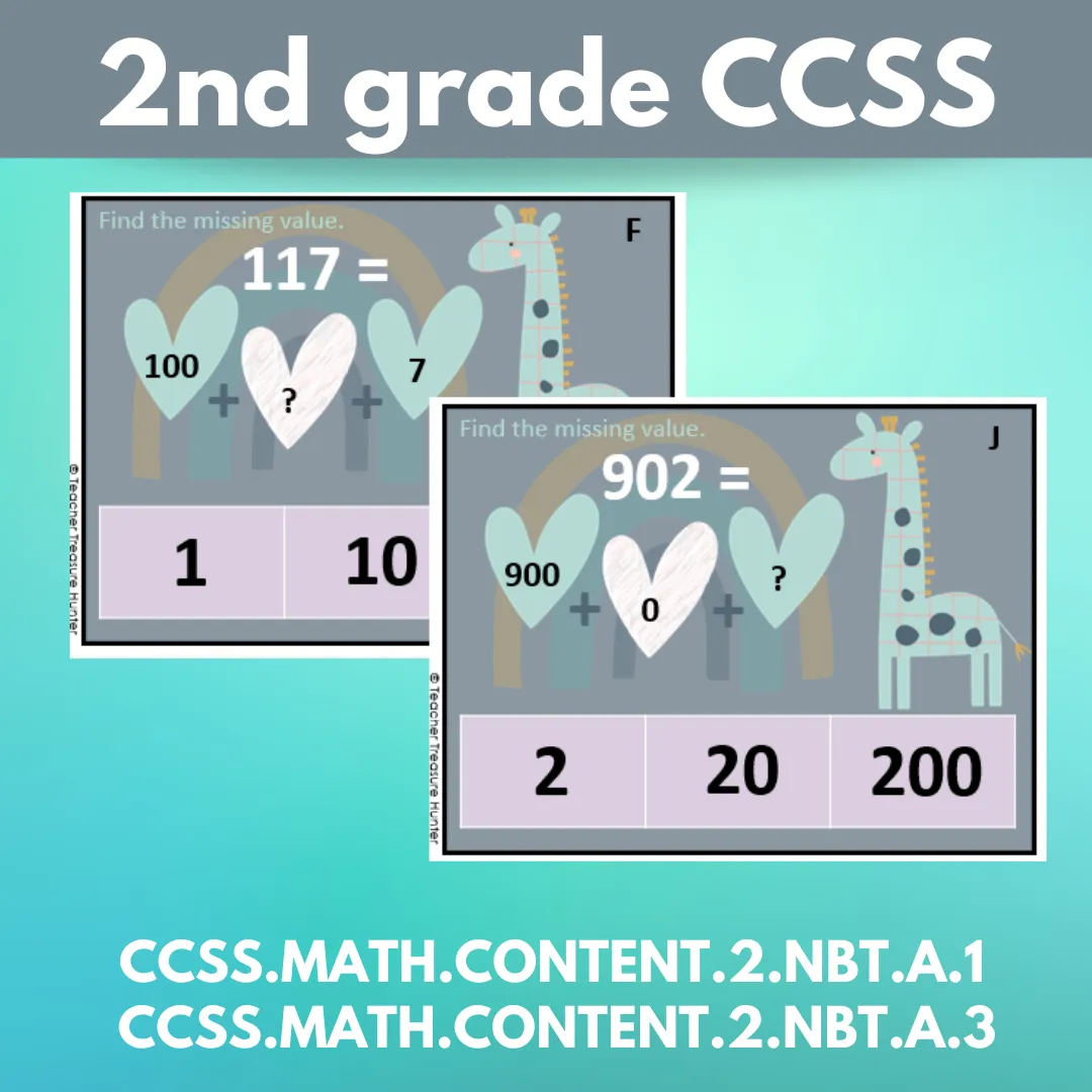 Giraffes Galore math place value task cards