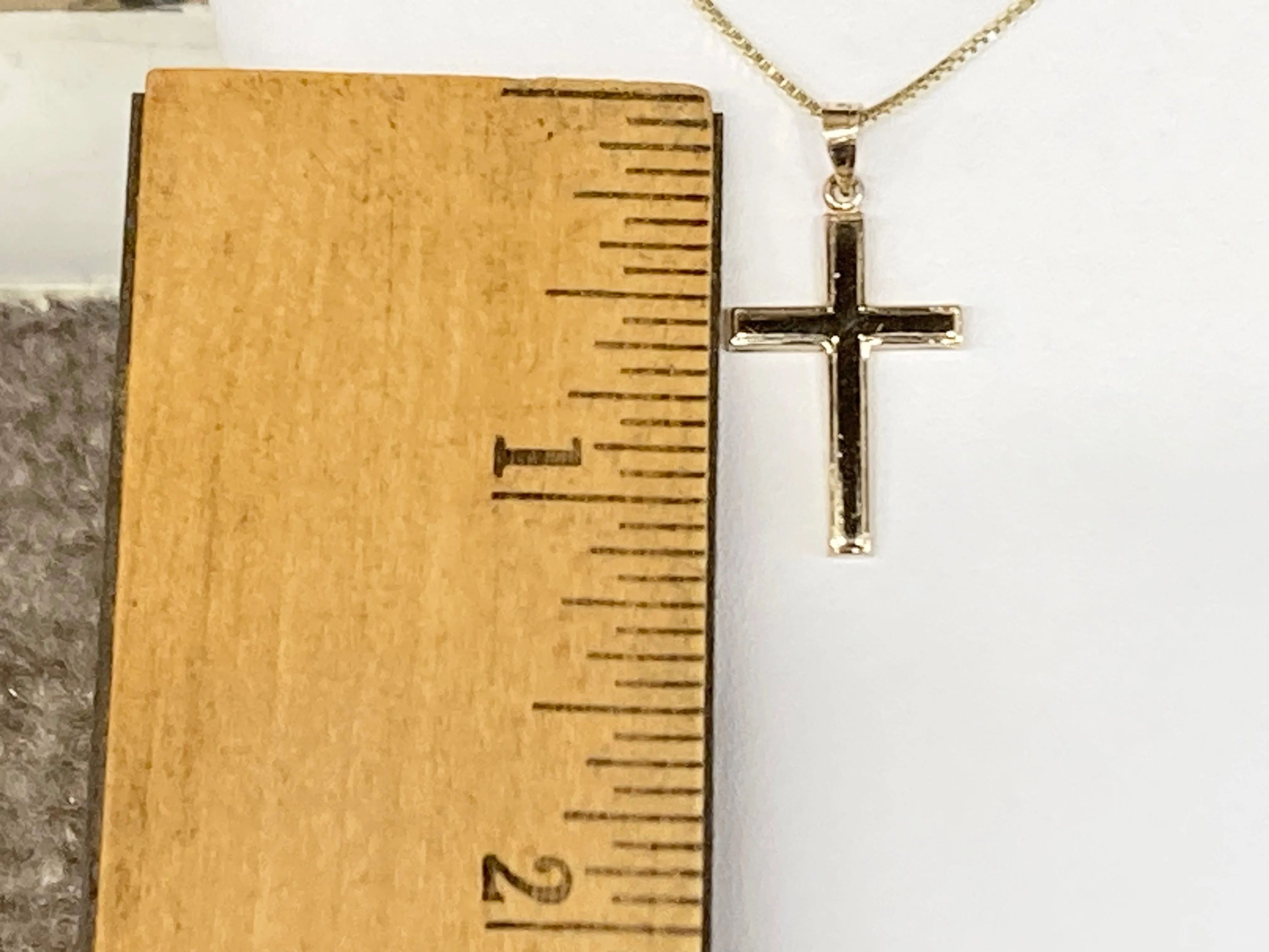 Gold Cross Pendant With 20 Inch Box Chain