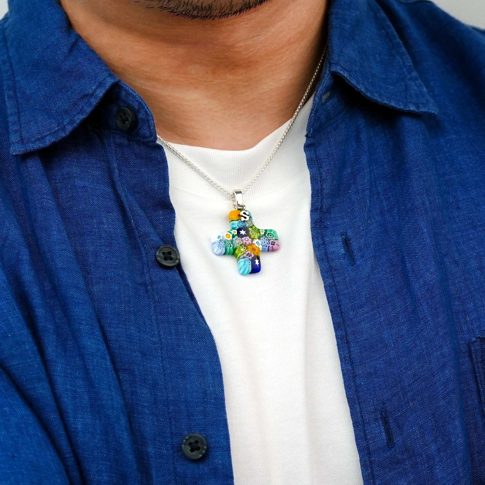 Greek Cross in Bloom Necklace