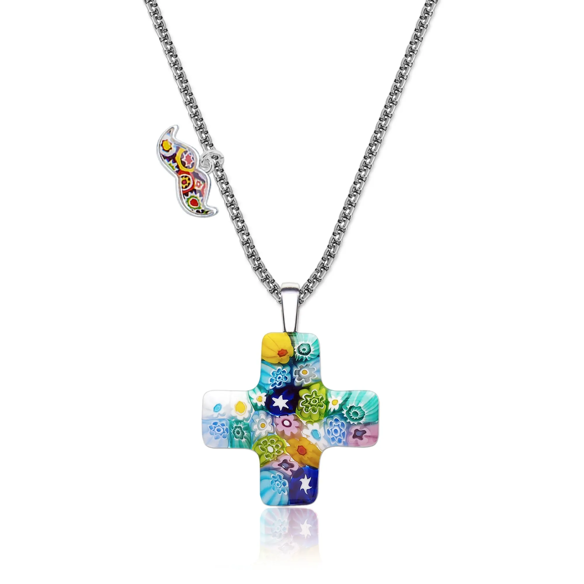 Greek Cross in Bloom Necklace