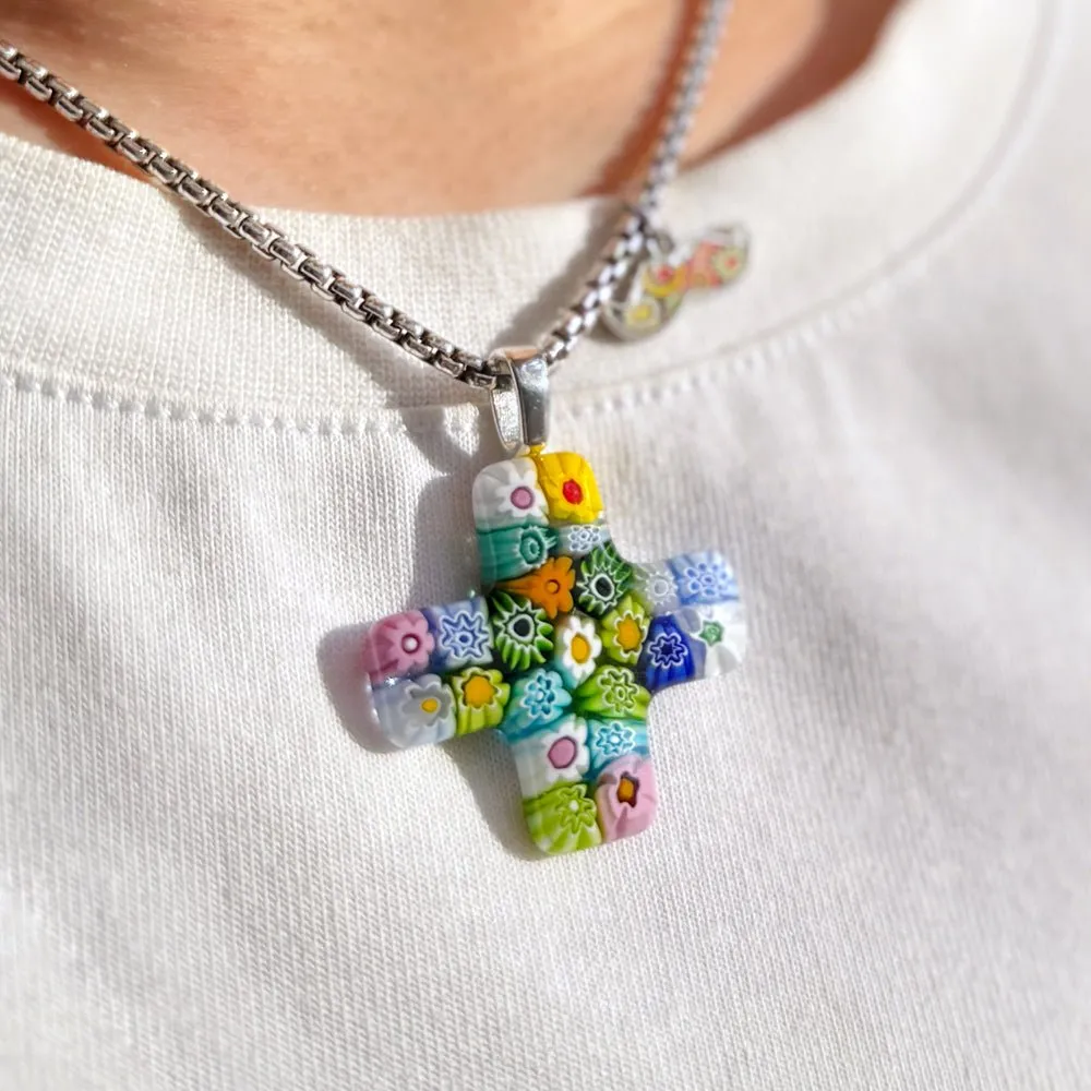 Greek Cross in Bloom Necklace