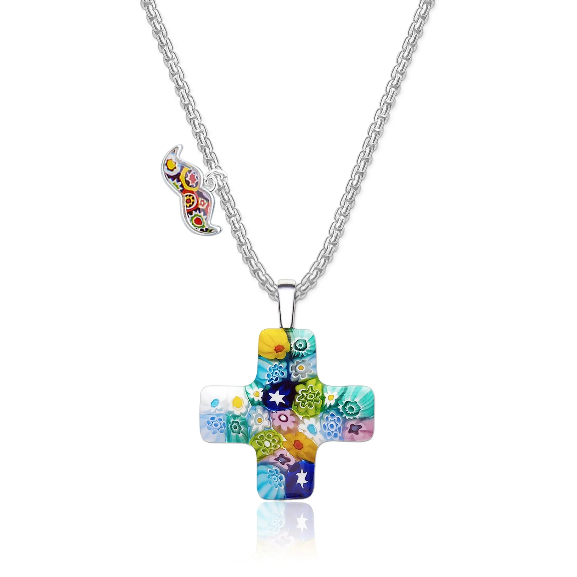 Greek Cross in Bloom Necklace