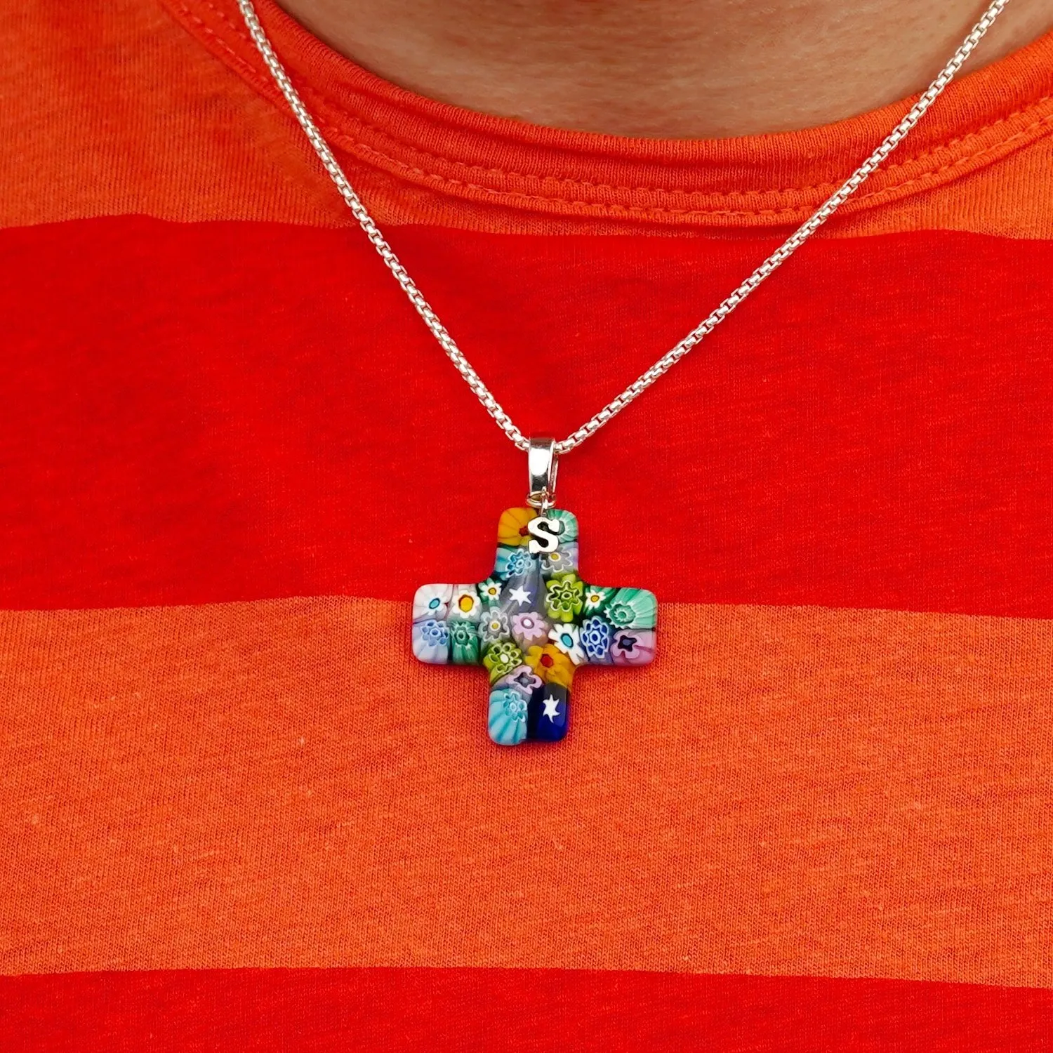 Greek Cross in Bloom Necklace