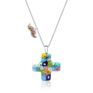 Greek Cross in Bloom Necklace