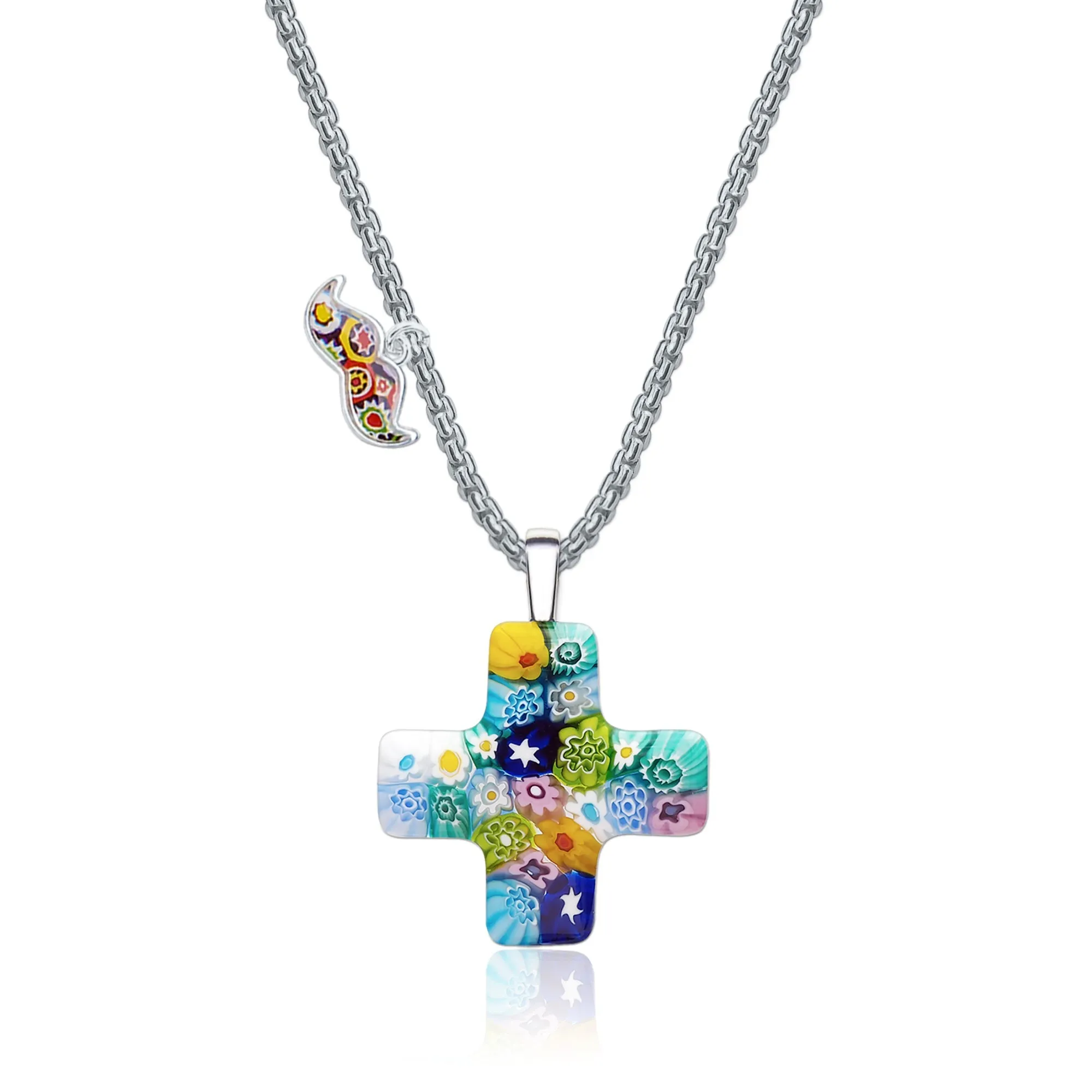 Greek Cross in Bloom Necklace