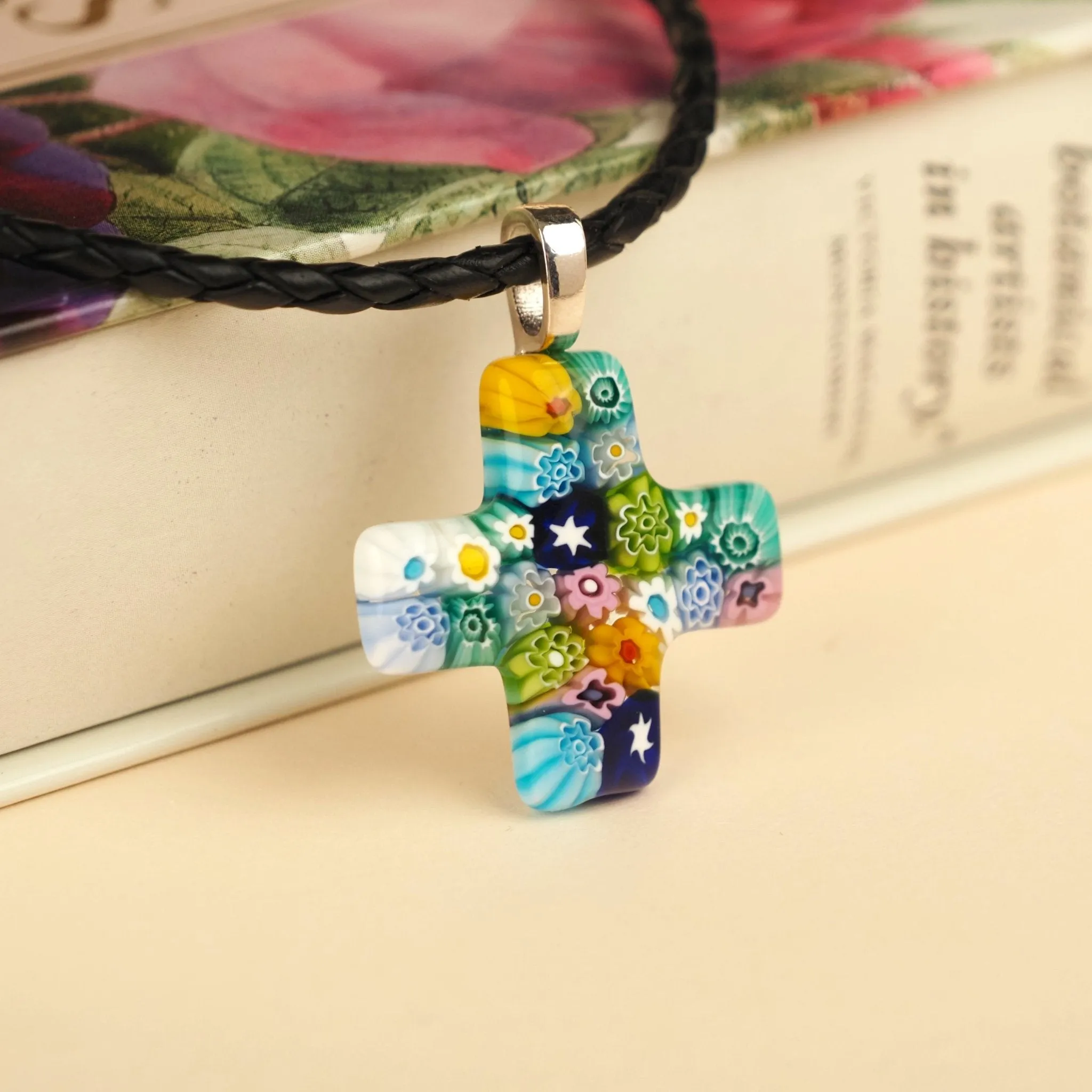 Greek Cross in Bloom Necklace