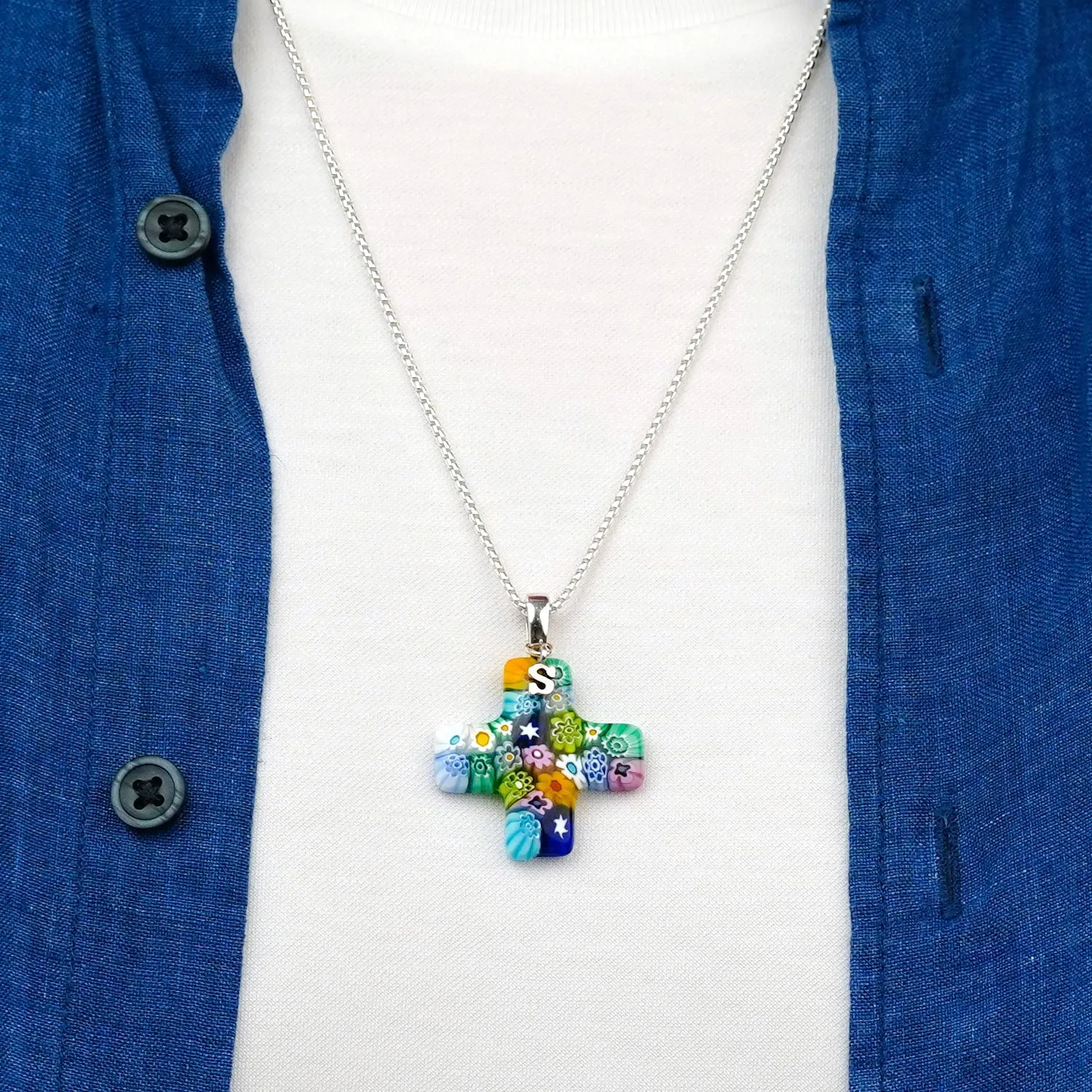 Greek Cross in Bloom Necklace