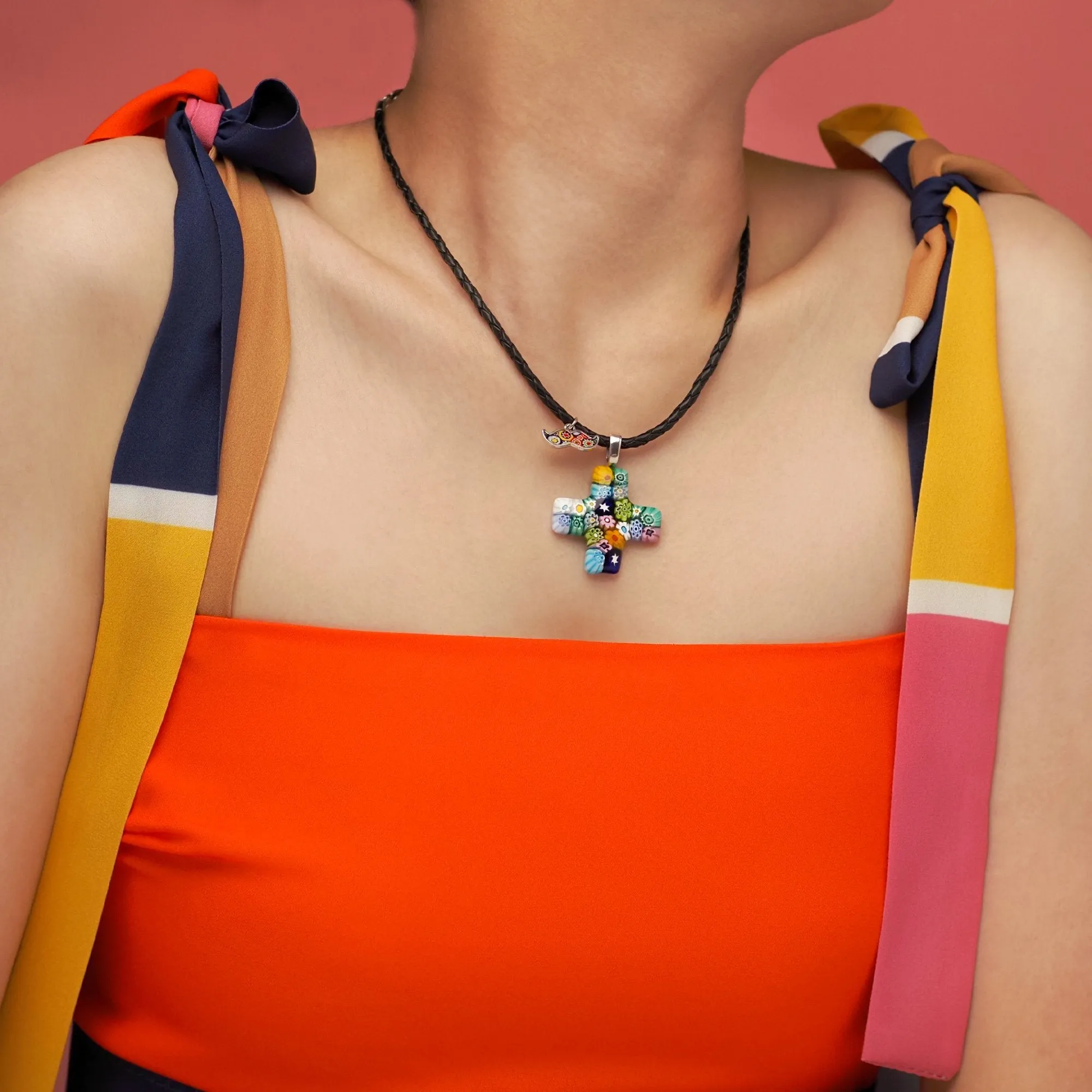 Greek Cross in Bloom Necklace