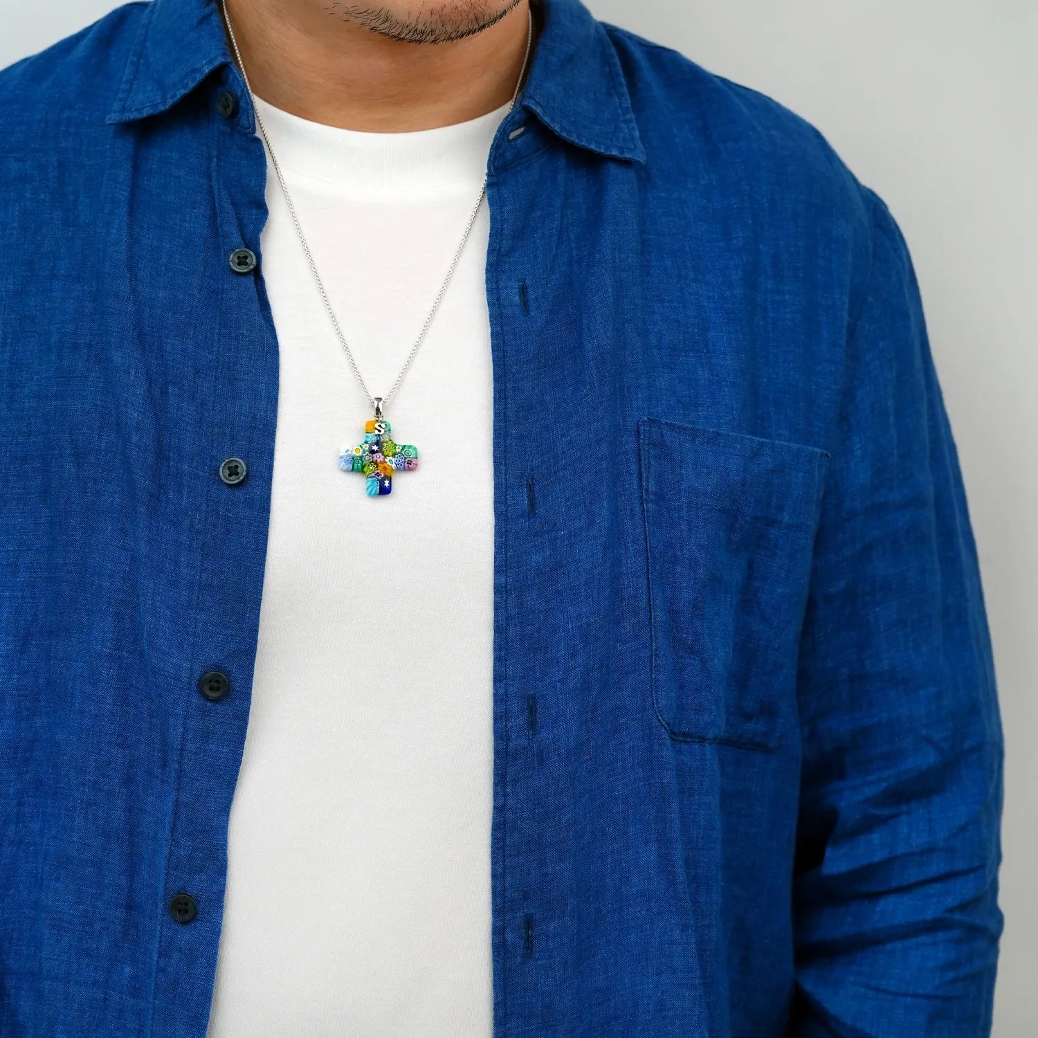 Greek Cross in Bloom Necklace