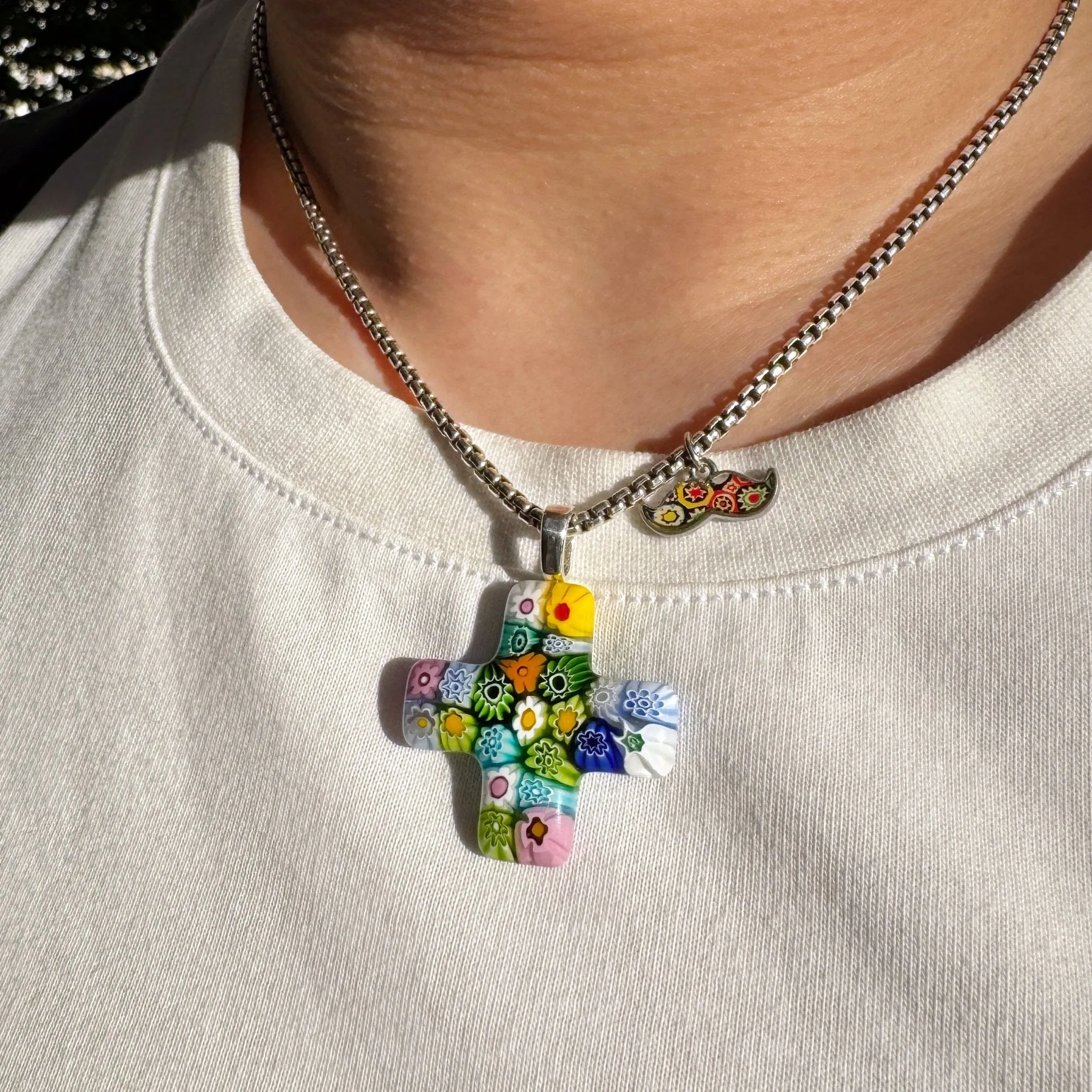 Greek Cross in Bloom Necklace