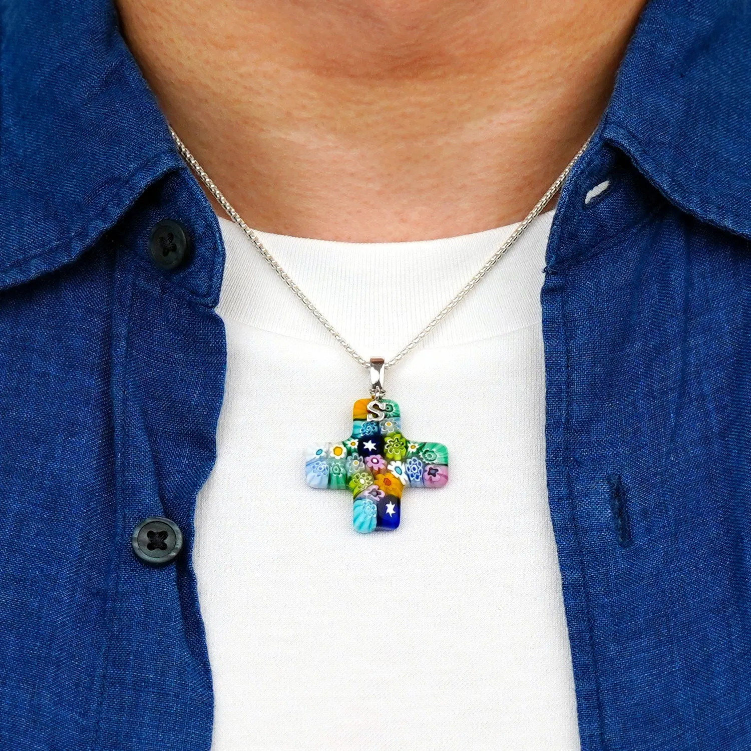 Greek Cross in Bloom Necklace