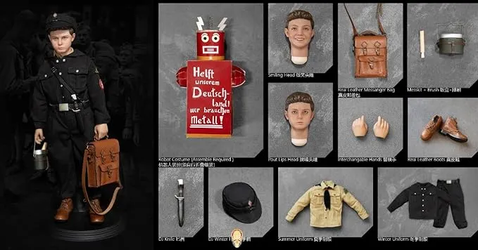 HiPlay Facepool Collectible Figure Full Set: WWII German Youth Brigade Rabbit Boy, 1:6 Scale Miniature Male Action Figurine Film Edition FP016A