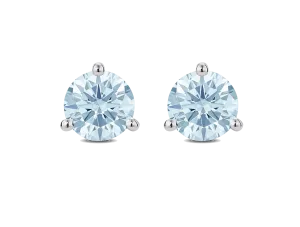 Lab-Grown Diamond 2ct. tw. Round Brilliant Solitaire 14k Gold Studs | Blue