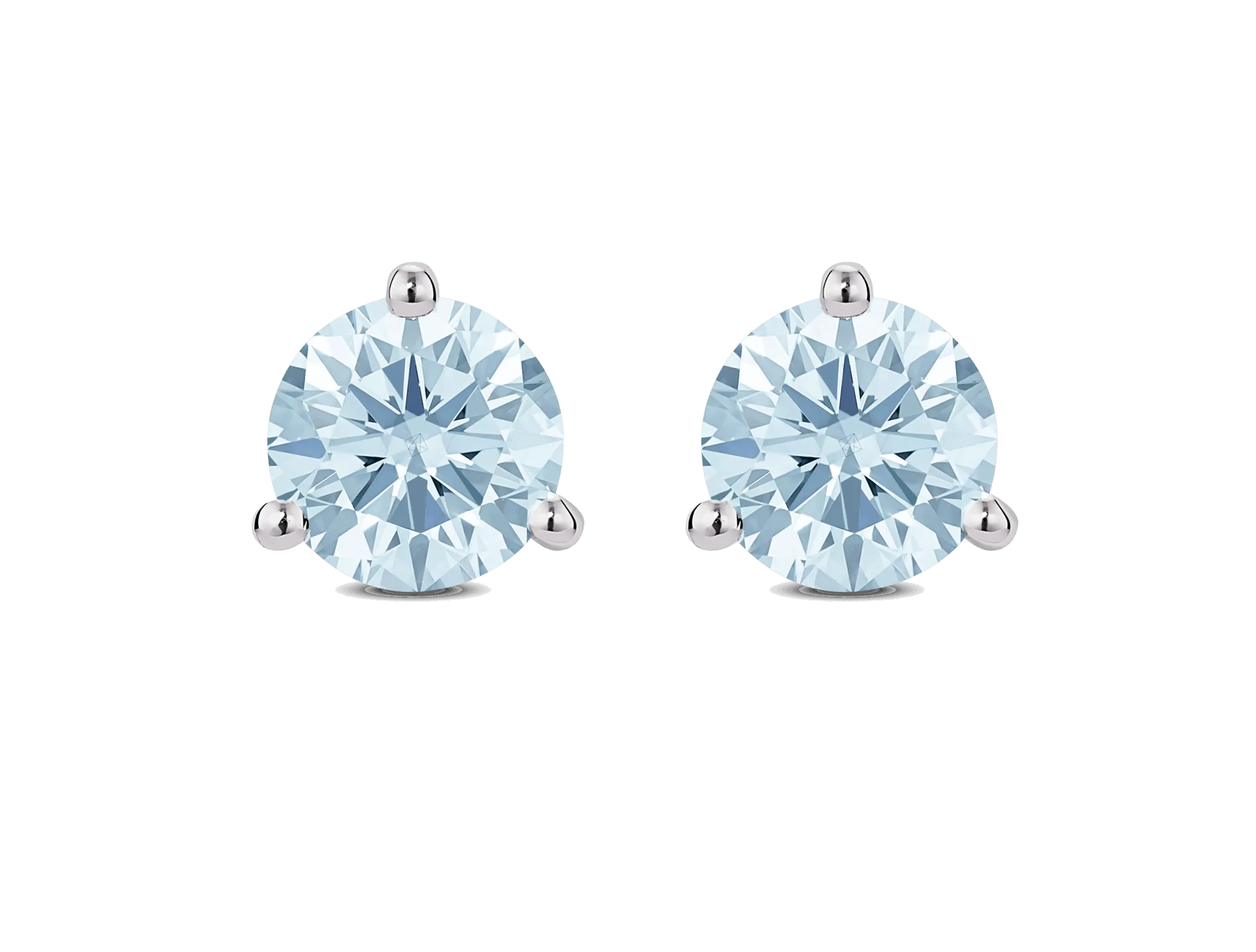 Lab-Grown Diamond 2ct. tw. Round Brilliant Solitaire 14k Gold Studs | Blue